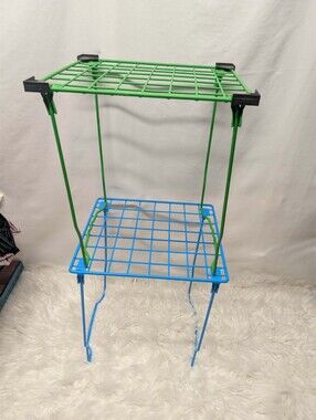 2pc Two-Tier Metal Wire Shelf — Green & Blue Locker Shelf Storage